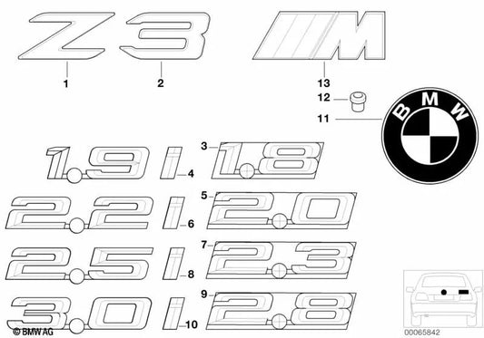 Emblema BMW per diversi modelli/serie BMW (OEM 51148413708). BMW originale.