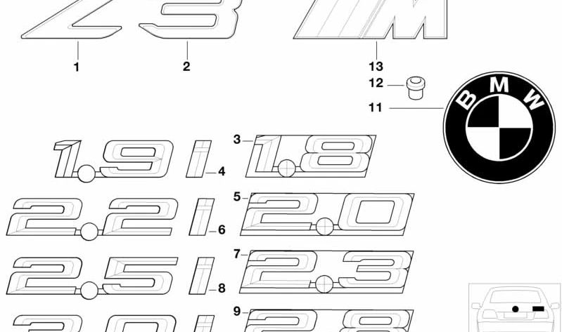 Emblema para BMW (OEM 51148413709). Original BMW