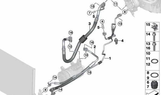 Tubo de presión Válvula de expansión del condensador para BMW F25, F26 (OEM 64539382717). Original BMW