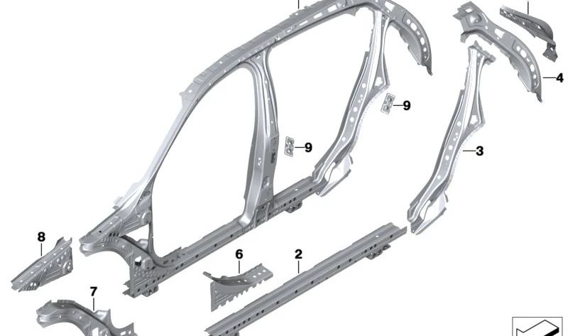 Columna A inferior derecha para BMW F40, F70, F44 (OEM 41219498392). Original BMW