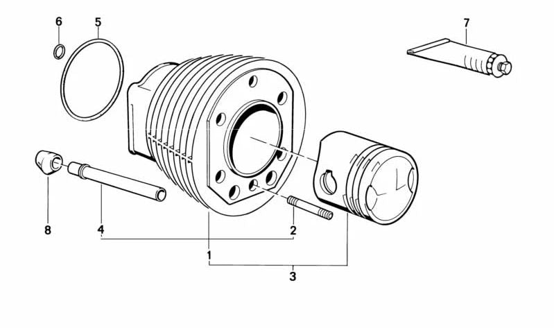 Cilindro con pistón OEM 11001337390 para BMW (Modelos compatibles: E30, E36, E46, E90, E92, F30, F32, G20). Original BMW.