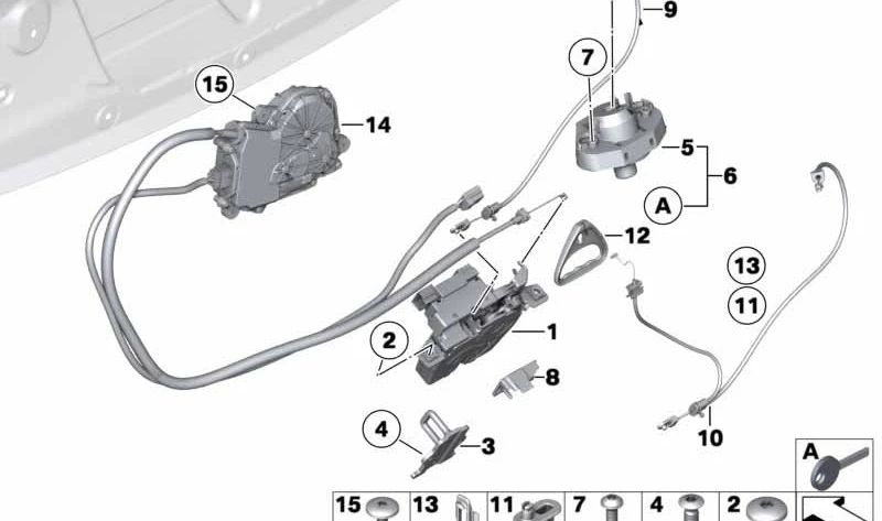 Motor de cierre servo para BMW F01, F02, F04 (OEM 51247191213). Original BMW