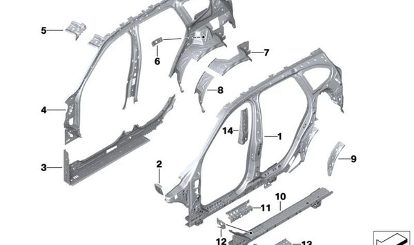 Marco lateral interior izquierdo para BMW X1 F48, F48N (OEM 41007436121). Original BMW