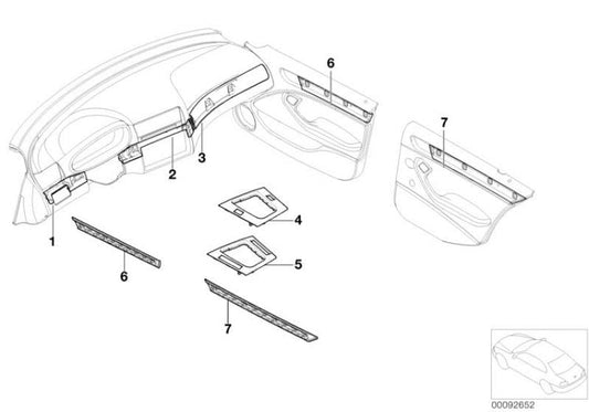 Embellecedores Interiores Color Aluminio (Titan Ii) Para Bmw E46 Berlina/touring. Original Recambios