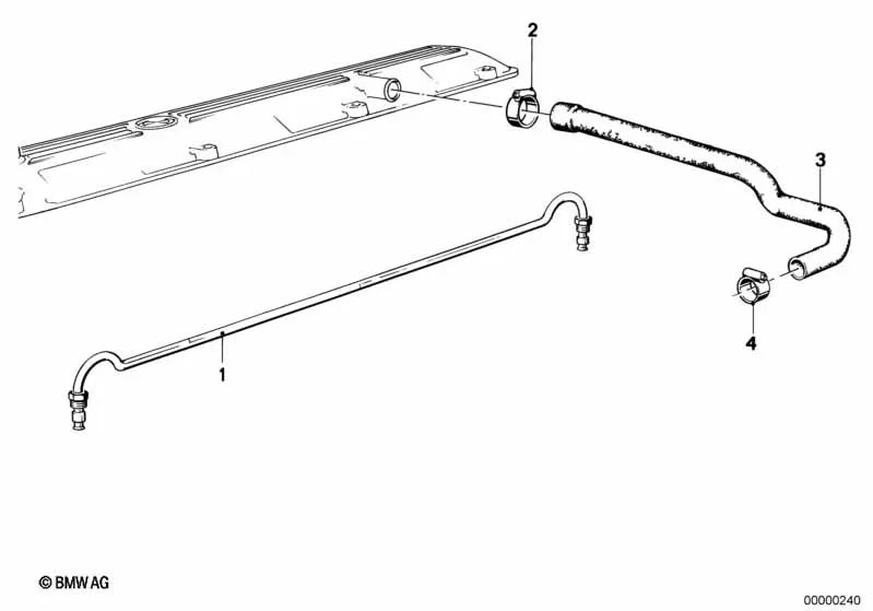 Breather pipe for BMW 3 Series E30, 5 Series E28, E34 (OEM 11151708801). Original BMW