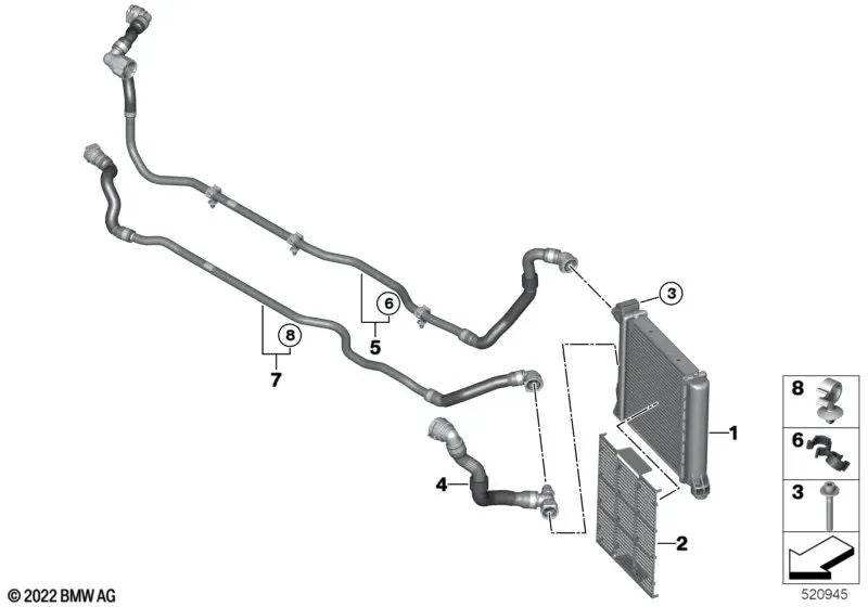 Condotto del radiatore refrigerante per BMW X1 U11 (OEM 17125A0C598). BMW originale.