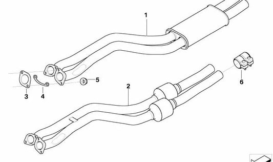 Tubo de escape con silencioso delantero OEM 18107547103 para BMW Z4 E85, E86. Original BMW