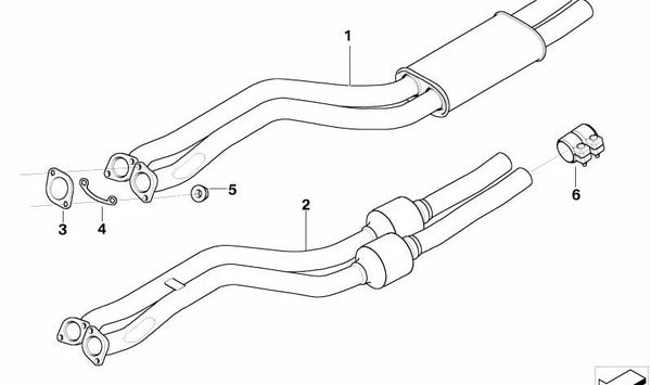 Tubo de escape con silencioso delantero OEM 18107547103 para BMW Z4 E85, E86. Original BMW