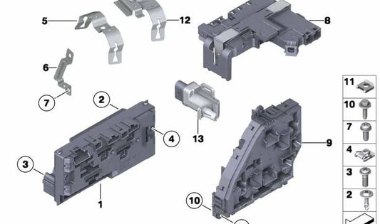 Distribuidor de corriente trasero para BMW F07, F10, F11, F18, F12, F13, F01, F02, F04 (OEM 61149234423). Original BMW