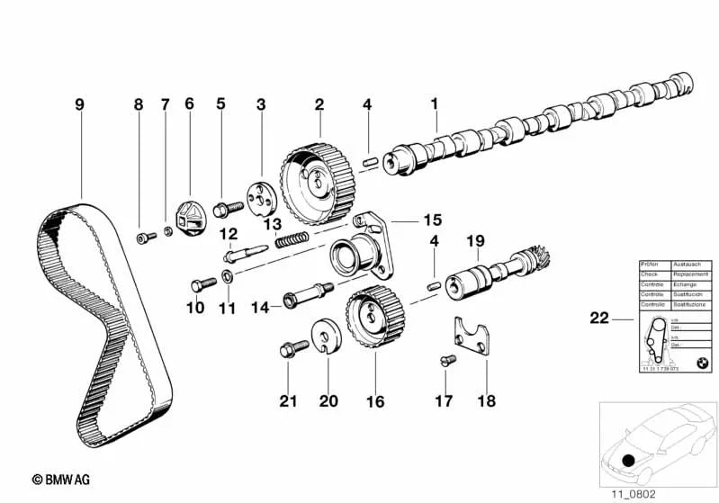 Camshaft for BMW E21, 5 Series E12, E28 (OEM 11311265457). Original BMW.