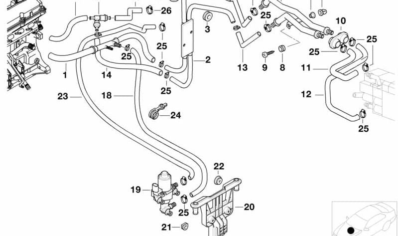 Tubo de Refrigerante para BMW E39 (OEM 64126906766). Original BMW