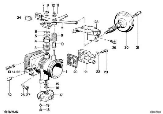 Drosselklappenstutzen for BMW E30, E28 (OEM 13541711174). Genuine BMW.