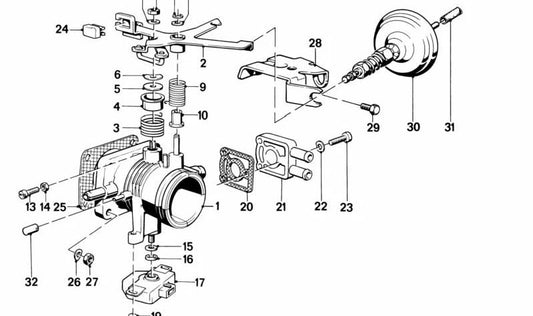 Corpo de borboleta para BMW E30, E28 (OEM 13541711462). BMW original