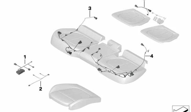 Cableado asiento conductor OEM 61129363737 para BMW F46, F48. Original BMW.