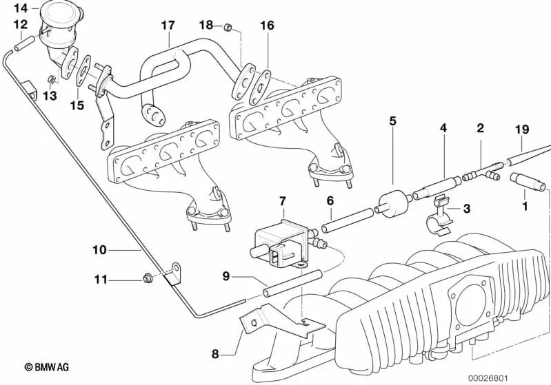 Conducto de aire para BMW E36, E39 (OEM 11721744253). Original BMW