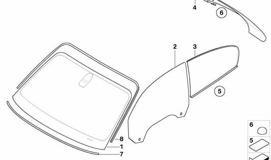 Luna trasera tintada OEM 51317115301 para BMW E81, E87. Original BMW.