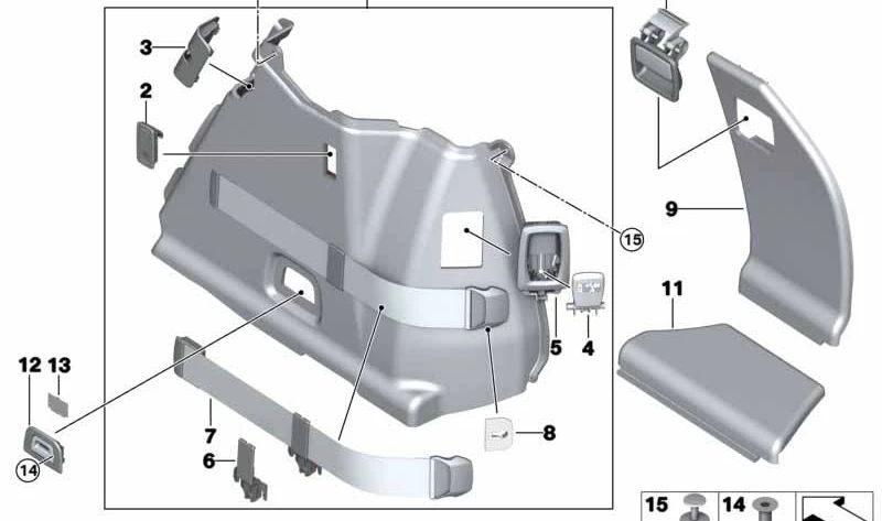 Cierre de encaje OEM 51477241736 para BMW Serie 5 GT (F07). Original BMW