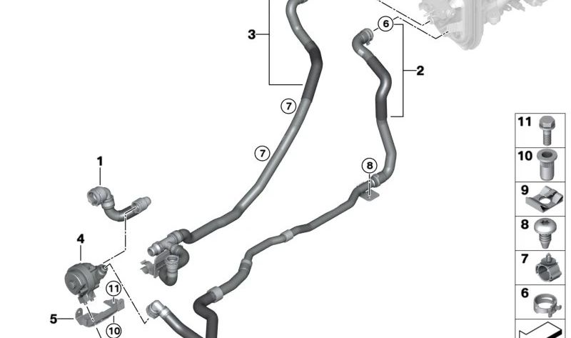 Soporte de Bomba de Refrigerante Adicional para BMW X5 F95, G05 Serie X6 F96, G06 X7 G07 (OEM 64219389089). Original BMW