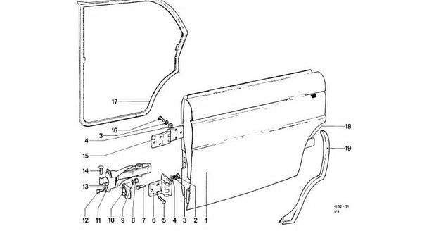 Junta Puerta Trasera Izquierda para BMW F07, F10, F11, F06, F12, F13, F01N, F02N (OEM 51226640184). Original BMW.