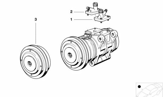 Conector de línea de presión OEM 64521378389 para BMW E30. Original BMW.