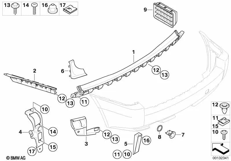 Soporte PDC Convertidor trasero centro derecha para BMW E83 (OEM 51123402848). Original BMW.