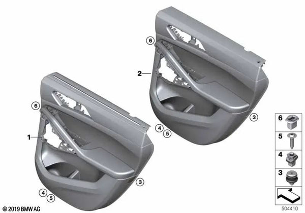 Revestimiento de puerta trasera izquierda para BMW X6 G06, G06N (OEM 51429474333). Original BMW