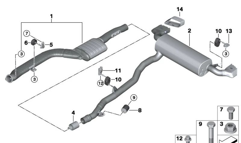 Silenciador trasero para BMW G32N (OEM 18308477771). Original BMW.