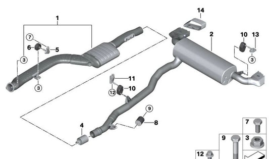 Silenciador traseiro para BMW G32N (OEM 18308477771). BMW original.