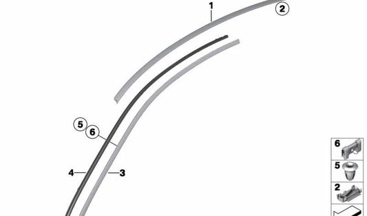 Primed roof moulding right for BMW 6 Series F13, F13N (OEM 51137327968). Original BMW