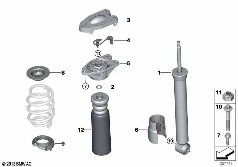 VDC Rear Shock Absorber for BMW X2 F39 (OEM 37106885337). Original BMW