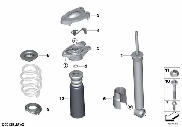 Amortiguador trasero VDC para BMW X2 F39 (OEM 37106885338). Original BMW