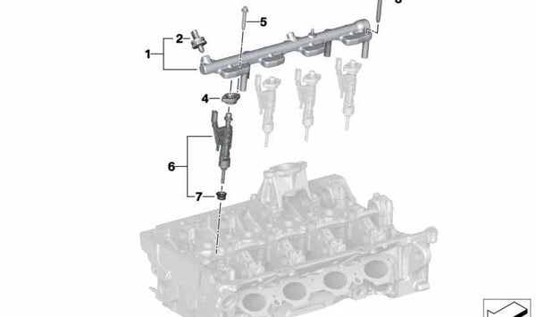 Riel de Alta Presión para BMW Serie 1 F40, F52, Serie 2 F44, F45N, F46N, G42, U06, Serie 3 G20, G21, G28, Serie 4 G22, G23, G26, Serie 5 G30, G31, G38N, G60, Serie 6 G32, Serie 7 G11N, G12N, X1 F48, F49N, U11, X2 F39, X3 G01, G08, X4 G02, X5 G05, G18, X6