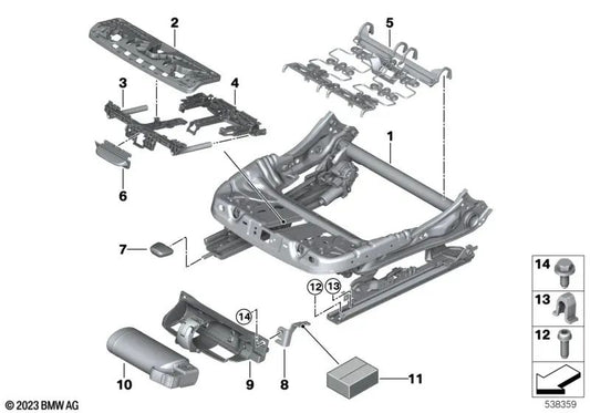 Tope para riel de asiento para BMW G60 (OEM 52105A36AF6). Original BMW