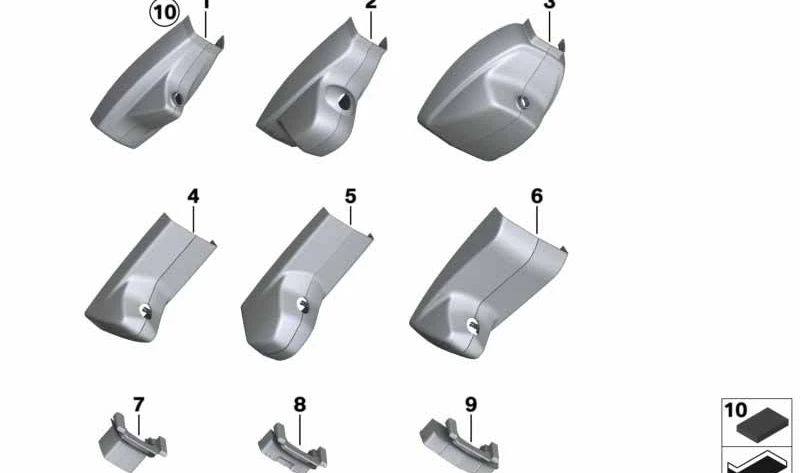 Cubiertas para la base del espejo retrovisor OEM 51169177206 para BMW F07, F10, F11, F06, F12, F13, F01, F02, F04, F25. Original BMW.