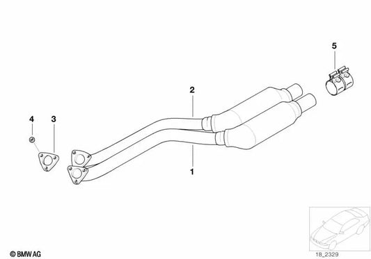 Schalldämpfer-Auspuffrohr für BMW E38 (OEM 18301745421). Original BMW.