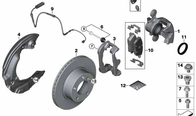 Suporte ao grampo do freio OEM 34116774158 para BMW E81, E82, E87, E88. BMW original.