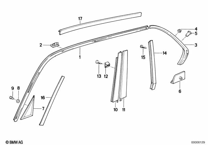 Moldura de canalón izquierdo para BMW Serie 7 E32 (OEM 51138111677). Original BMW