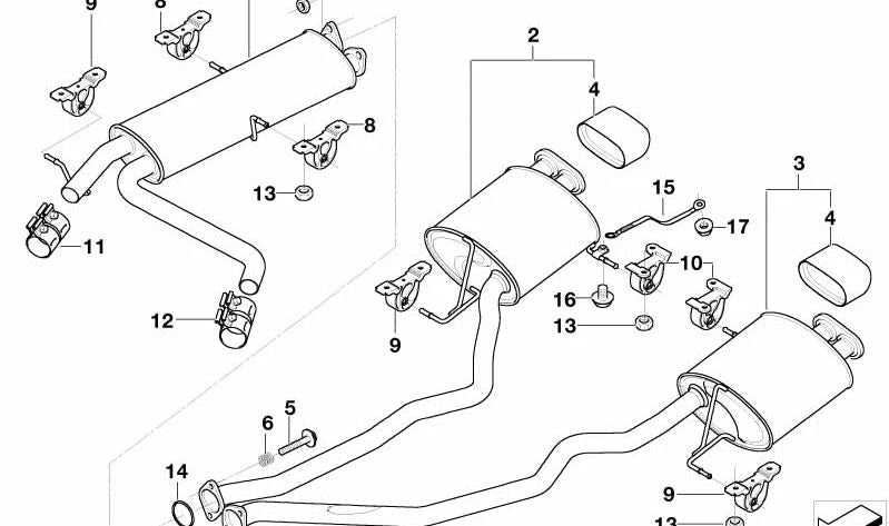 Silenciador trasero izquierdo para BMW X5 E53 (OEM 18107512700). Original BMW