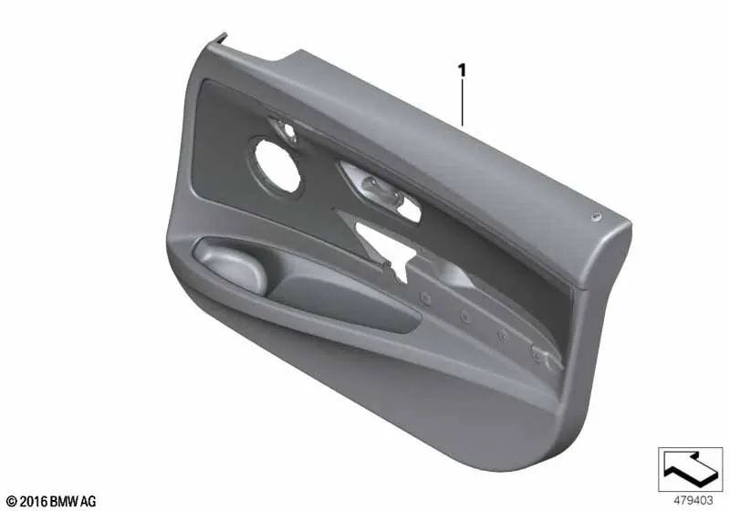 Revestimiento de puerta de cuero delantero izquierdo para BMW Serie 3 F34, F34N (OEM 51417321241). Original BMW