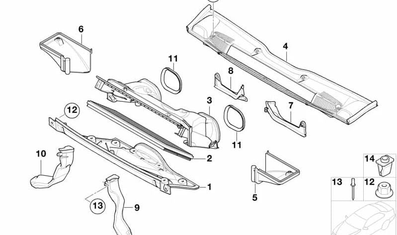 Carcasa derecha del microfiltro de aire OEM 64318409058 para BMW X5 E53. Original BMW.