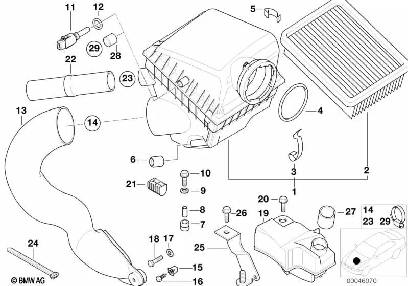 Silenciador de ruido de admisión para BMW Serie 7 E38 (OEM 13711432823). Original BMW.