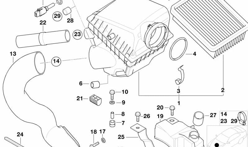 Conducto de aire para BMW E39 (OEM 13711437631). Original BMW.