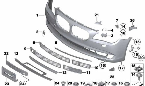 Refuerzo derecho para BMW Serie 7 F01, F02, F04 (OEM 51117222332). Original BMW