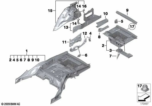 Extensión del larguero derecho para BMW F01, F02, F04 (OEM 41117204138). Original BMW