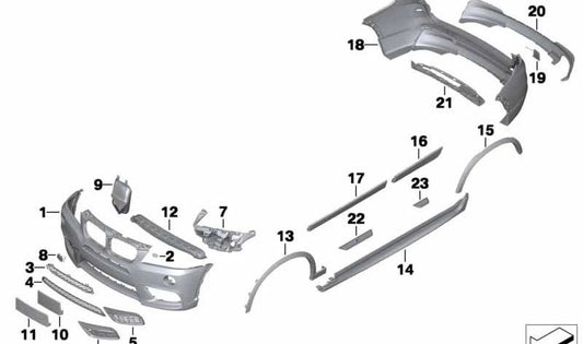 Rejilla cerrada izquierda para BMW F25 (OEM 51118050445). Original BMW