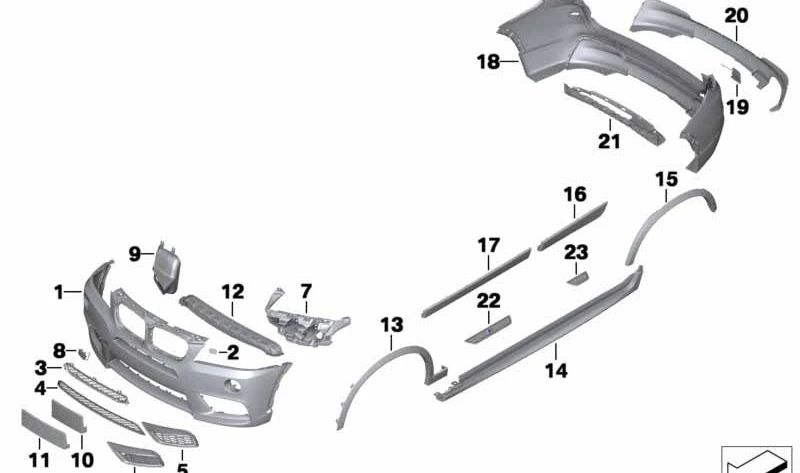 Cubierta del parachoques imprimada delantera para BMW X3 F25 (OEM 51118052116). Original BMW