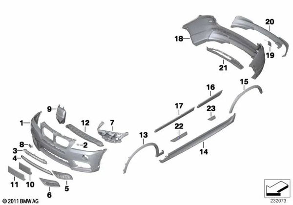 Revestimiento del parachoques delantero imprimado para BMW F25 (OEM 51118051998). Original BMW