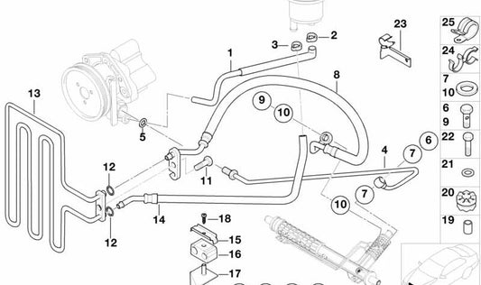 Tubo de presión para BMW E39 (OEM 32411095503). Original BMW