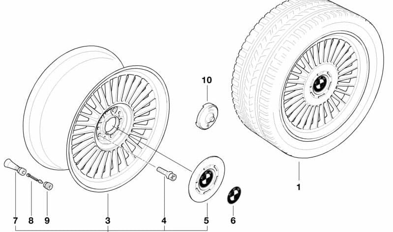 Hub cover for BMW E38 (OEM 36131182203). Genuine BMW