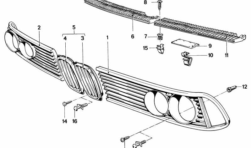 Left decorative grille for BMW 7 Series E23 (OEM 51131900271). Original BMW